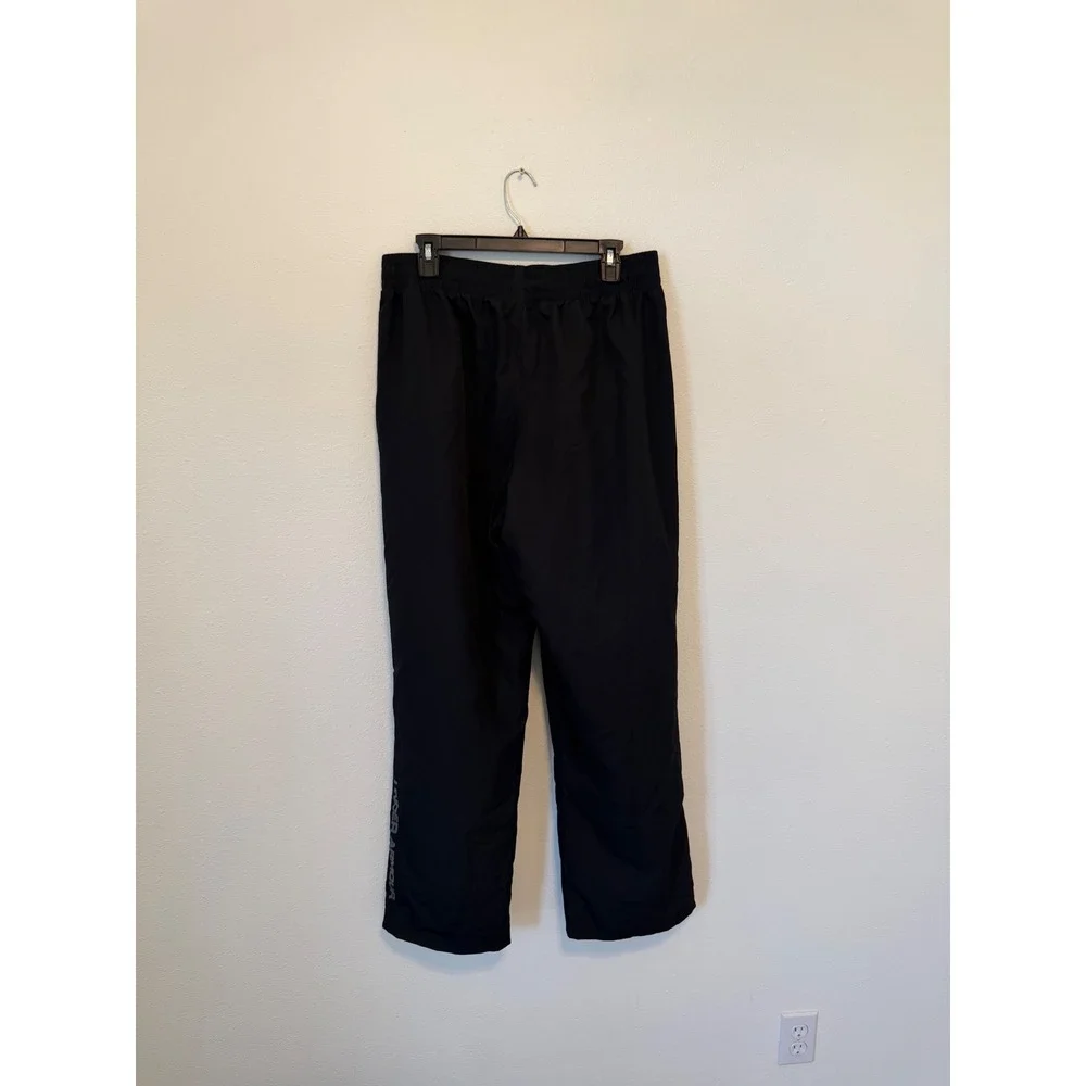 Under Armour Mens Large Black Loose Fit Mesh Lined Track Pants Ankle Zip 1267145